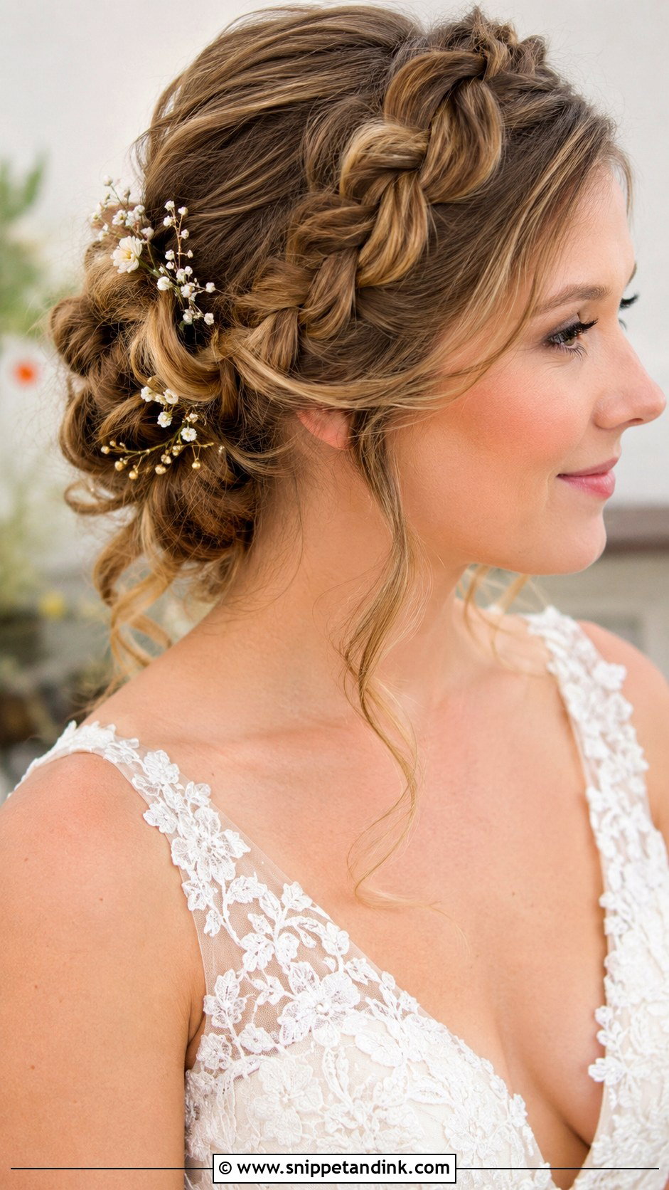 Side Swept Dutch Braid Pinned Back - Snippet and Ink - 25 One Side Pinned Back Wedding Hair Ideas
