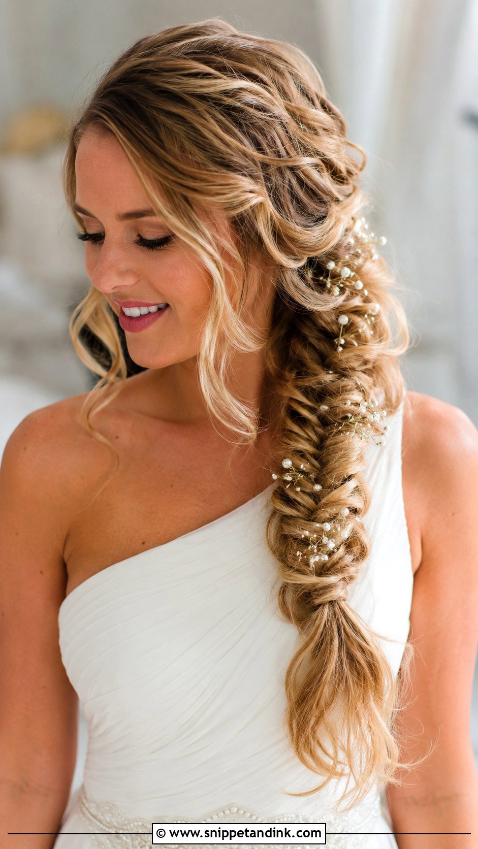 Side Swept Fishtail Braid - Snippet and Ink - 30 Wedding Braid Hairstyles
