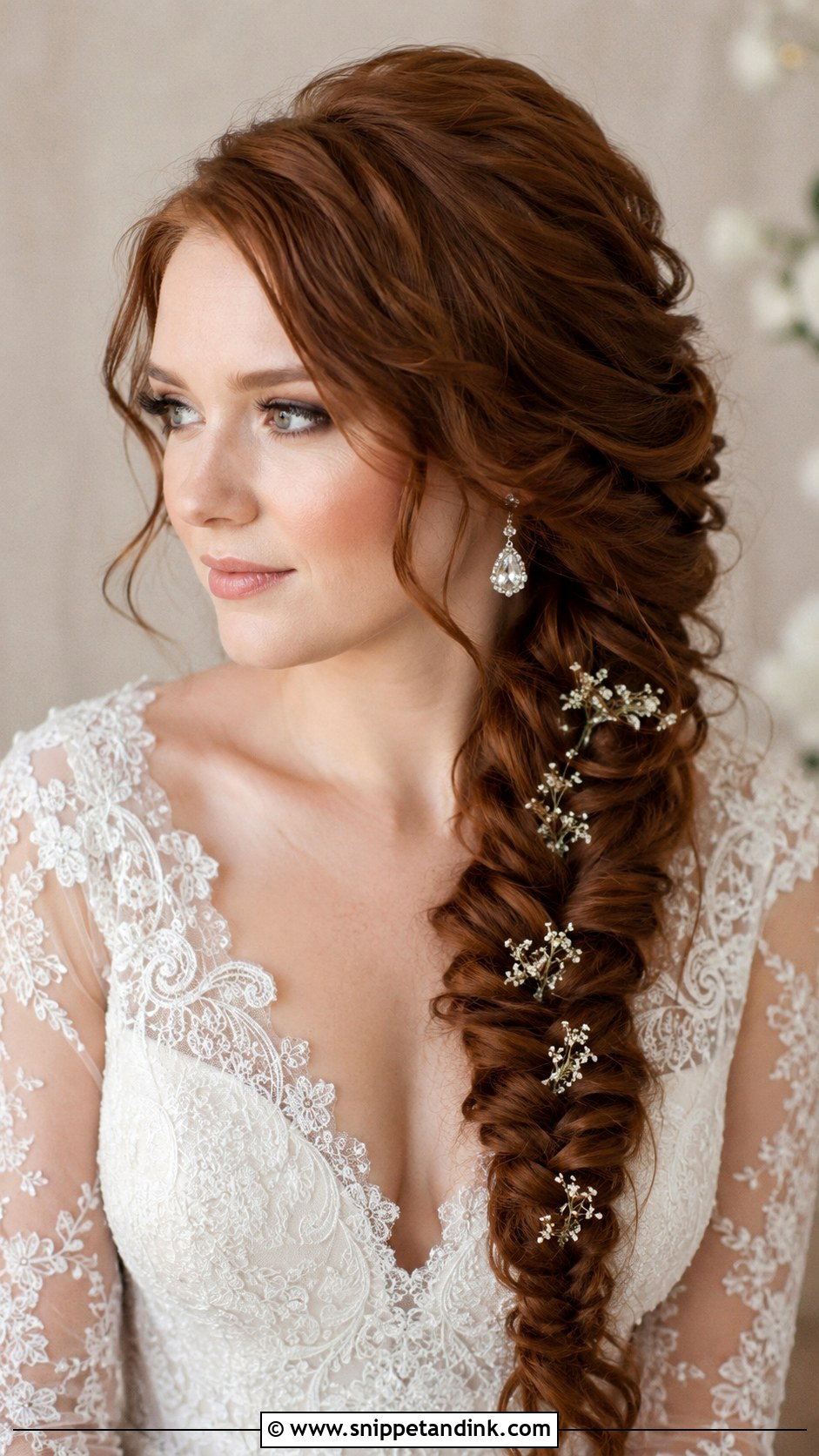 Side Swept Fishtail Braid - Snippet and Ink - 20 Bridal Braid Hairstyle Ideas