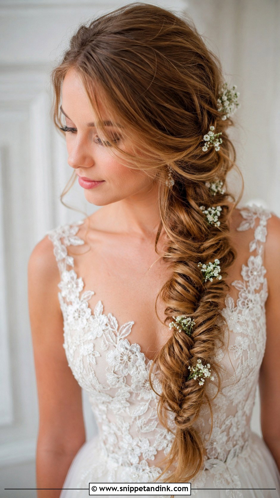 Side Swept Fishtail Braid - Snippet and Ink - 20 Side Swept Wedding Hairstyles
