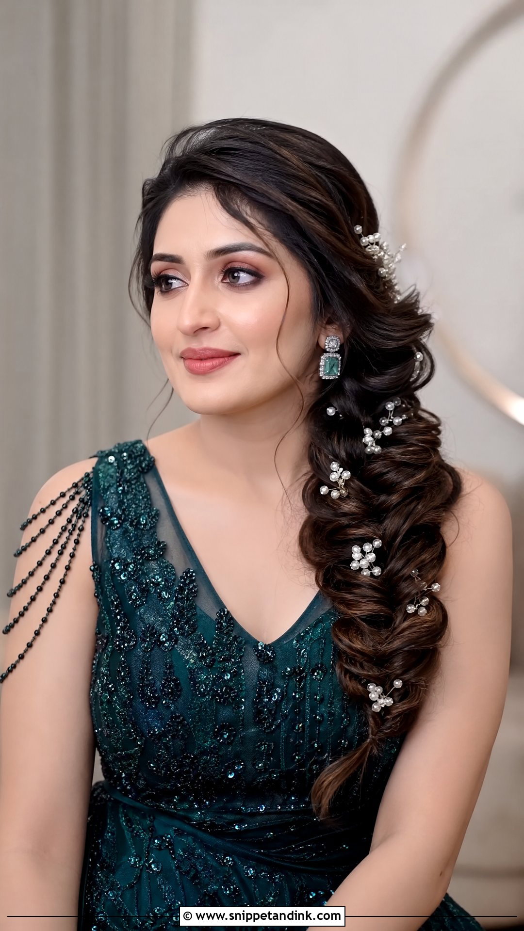 Side Swept Fishtail With Embellishments - Snippet and Ink - 20 Indian Bridal Braids for Long Hair
