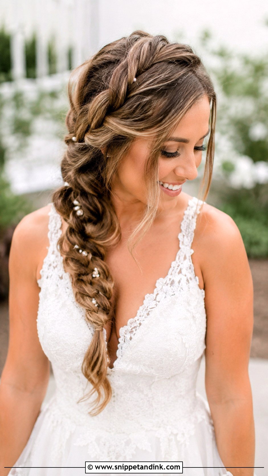Side Swept French Braid - Snippet and Ink - 25 Side Sweep Wedding Hair Ideas