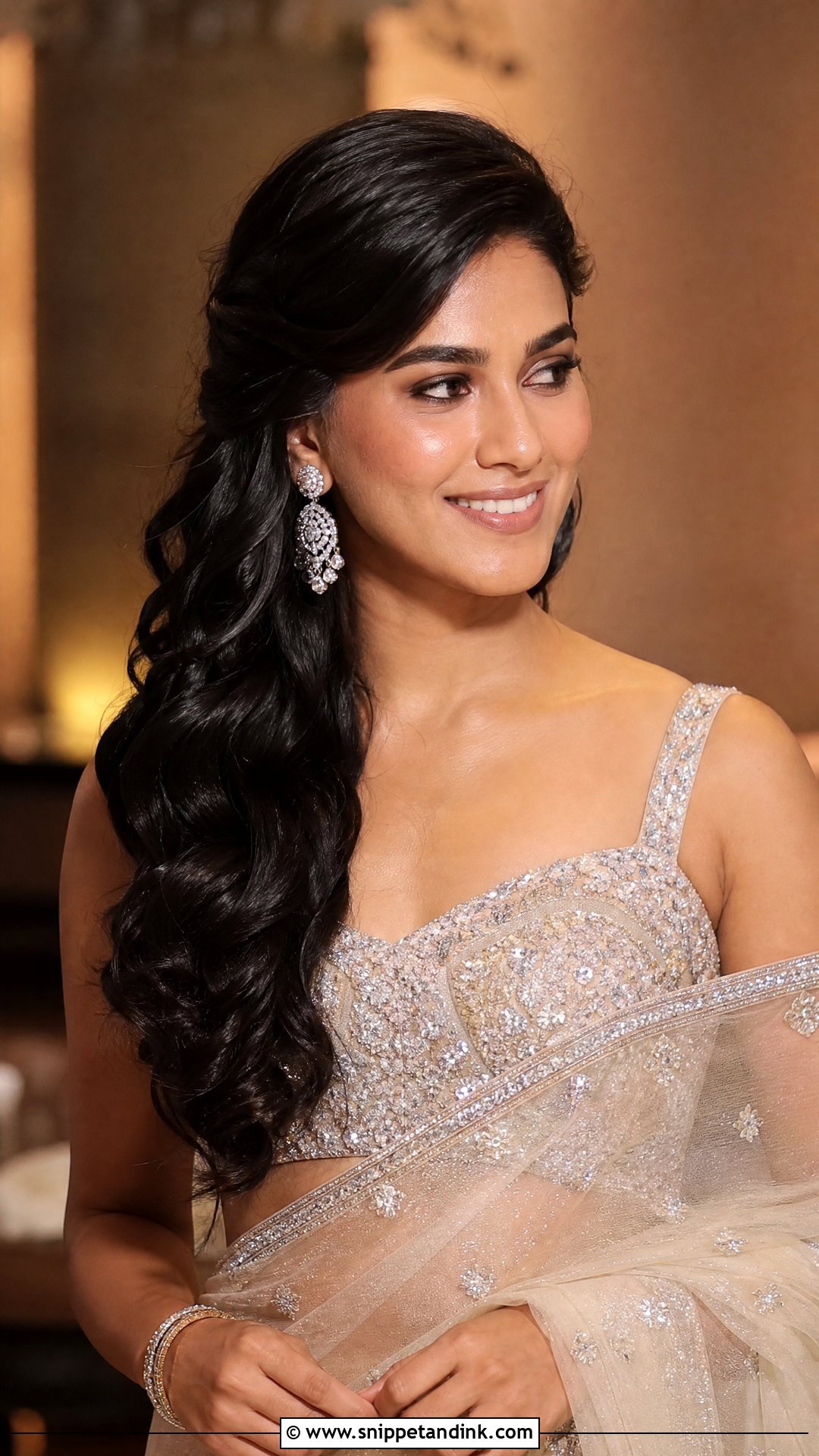 Side Swept Front Hairstyle For Indian Wedding Open Hair - Snippet and Ink - 15 Front Hairstyles Indian Wedding for Open Hair
