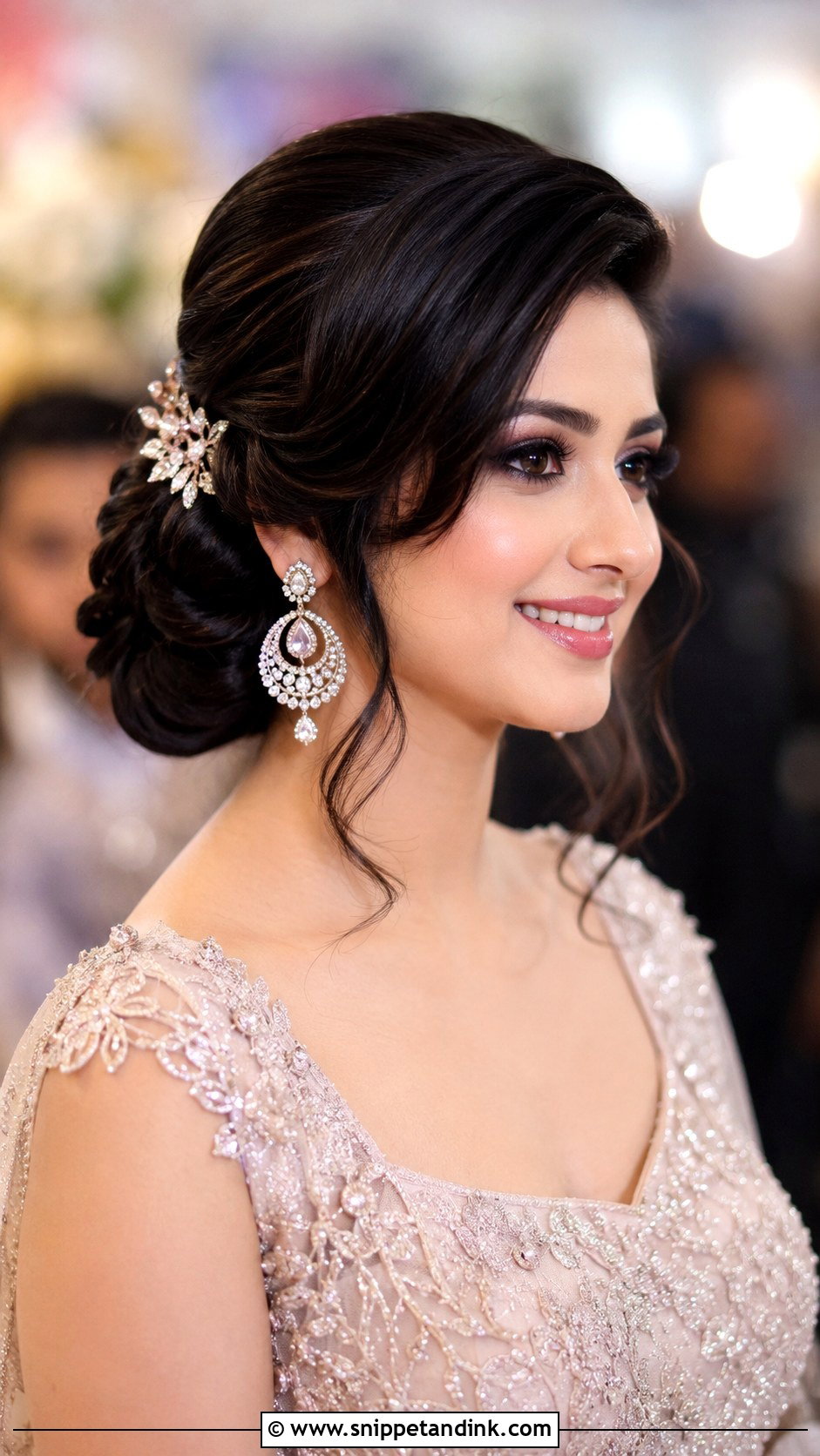 Side Swept Front Puff - Snippet and Ink - 30 Indian Wedding Front Hairstyles