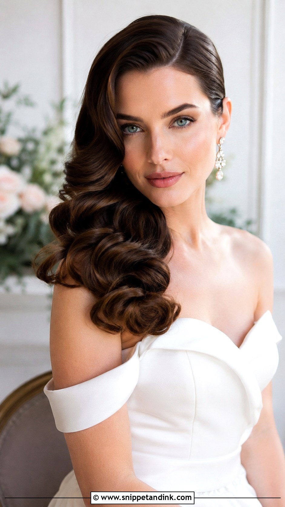 Side Swept Front With Hollywood Waves - Snippet and Ink - 20 Bride Front Hairstyles