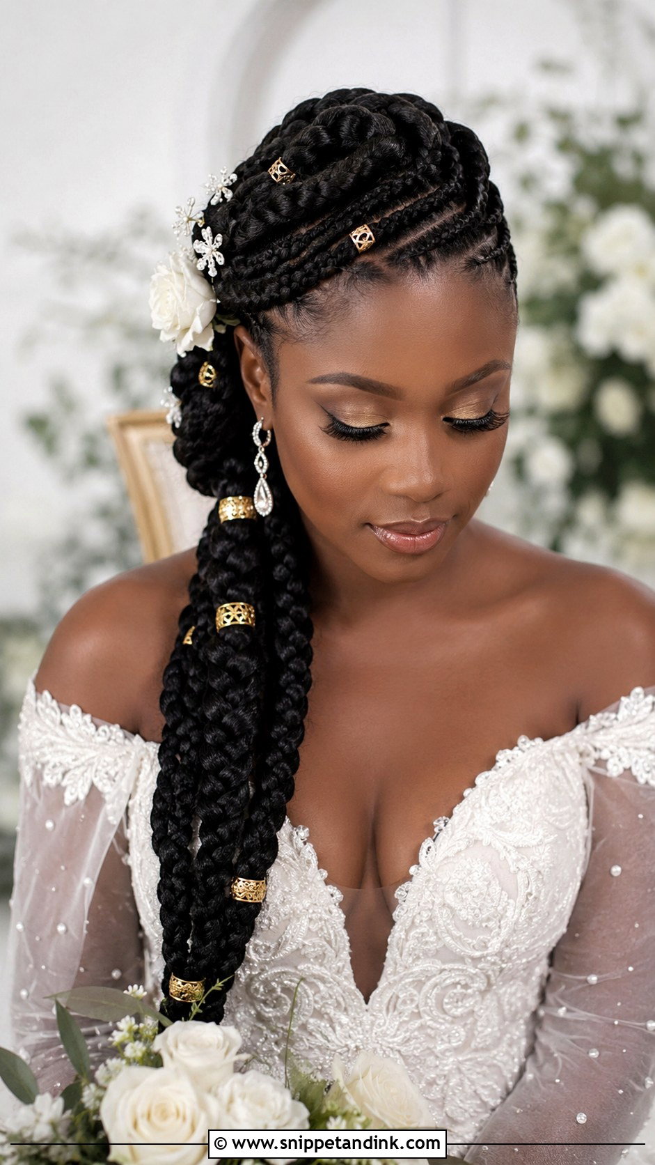 Side Swept Goddess Braids - Snippet and Ink - 25 Side Swept Wedding Hair Ideas
