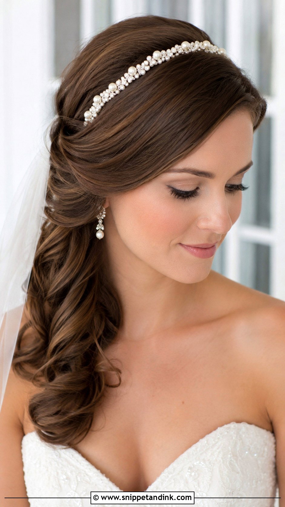 Side Swept Hair With Headband - Snippet and Ink - 25 Side Sweep Wedding Hair Ideas