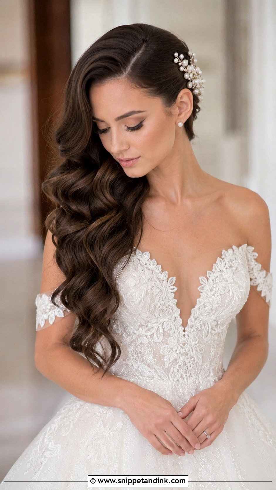 Side Swept Hair for Long Hair - Snippet and Ink - 25 One Side Pinned Back Wedding Hair Ideas