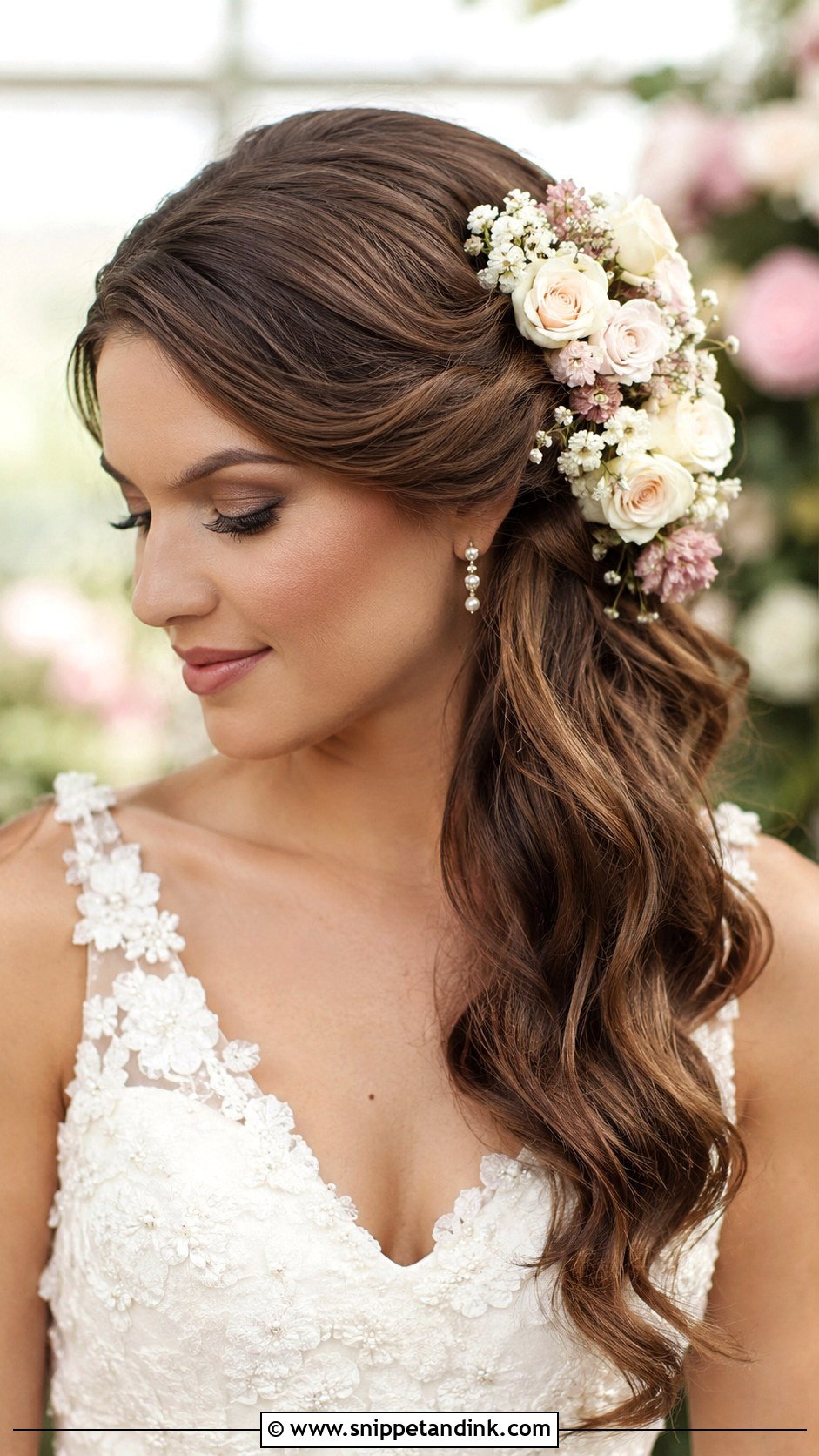 Side Swept Hair with Flowers - Snippet and Ink - 20 Side Swept Wedding Hairstyles