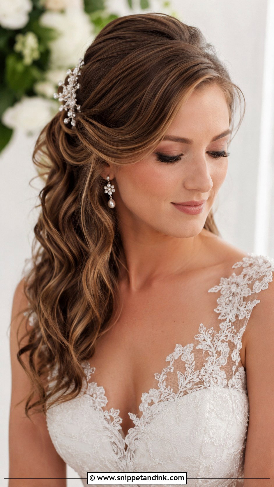 Side Swept Half Up Half Down - Snippet and Ink - 20 Side Bridal Hairstyles