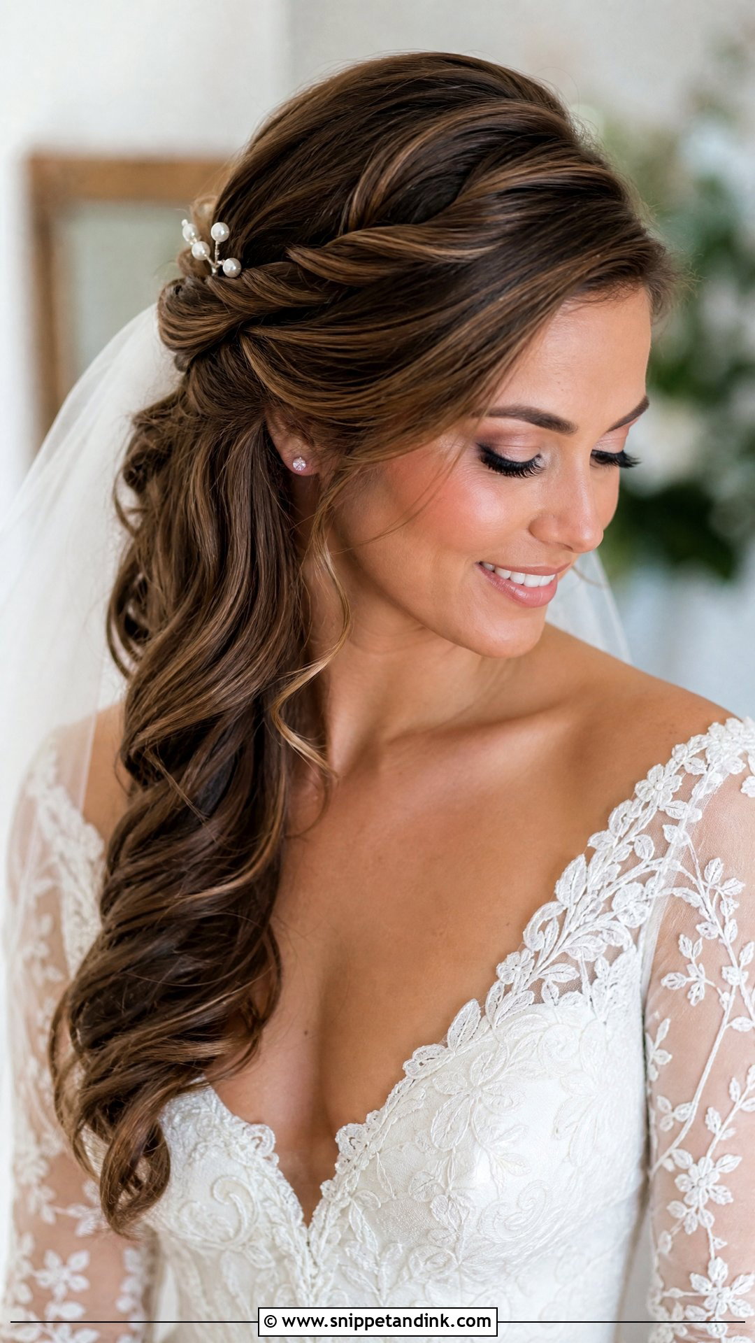 Side Swept Half Up Wedding Hair - Snippet and Ink - 20 Wedding Siders Hairstyle Ideas