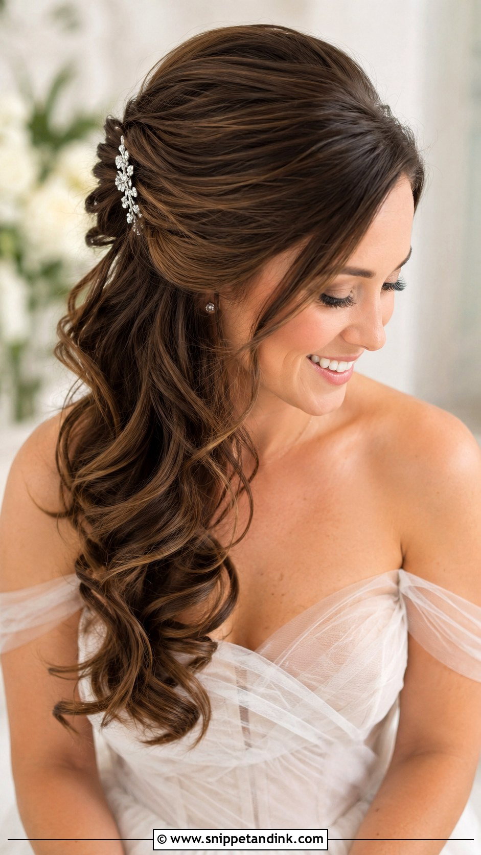 Side Swept Half Up Wedding Hair - Snippet and Ink - 15 Wedding Hairstyles to the Side
