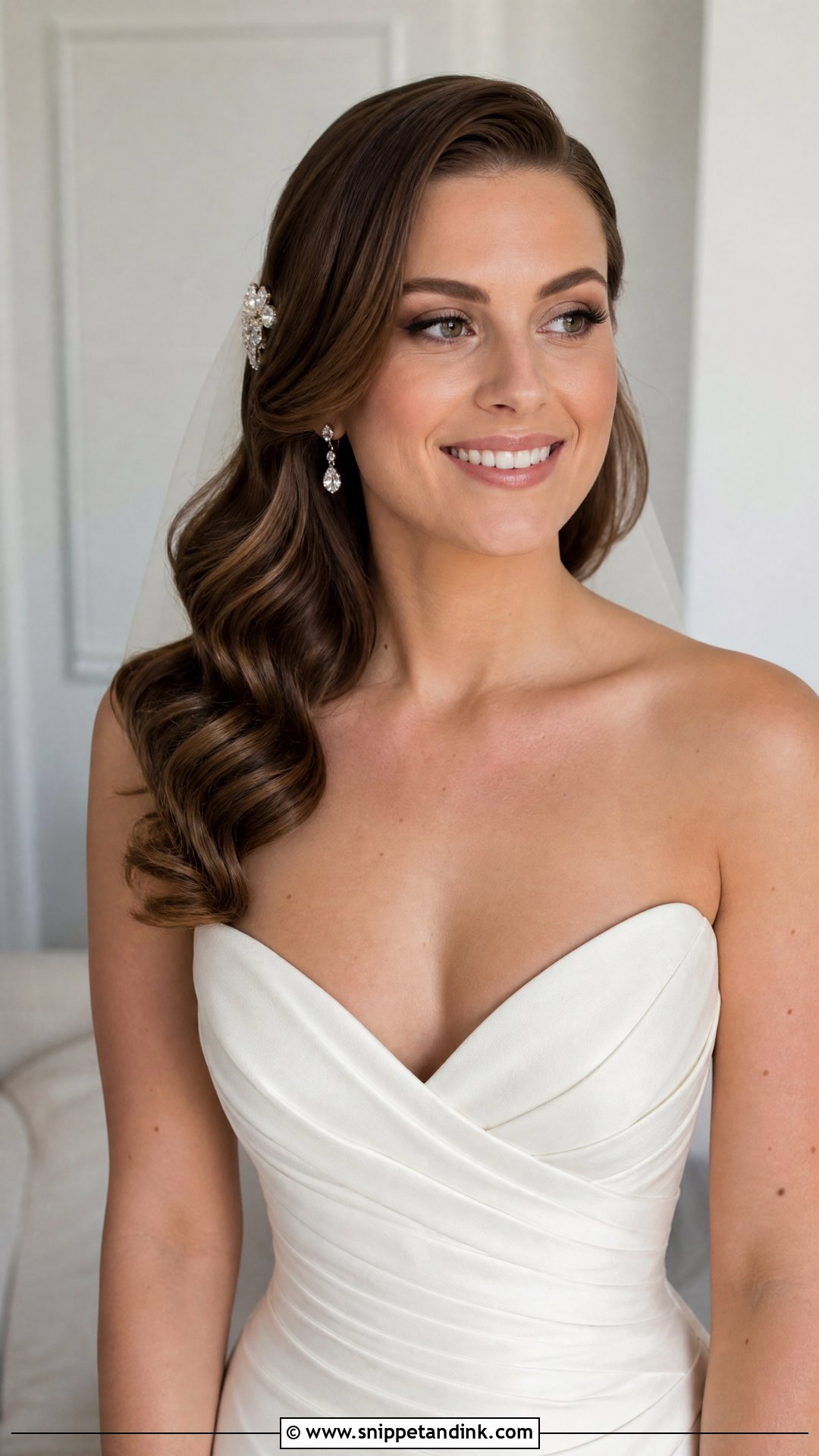 Side Swept Hollywood Waves - Snippet and Ink - 20 Side Pinned Wedding Hair Ideas