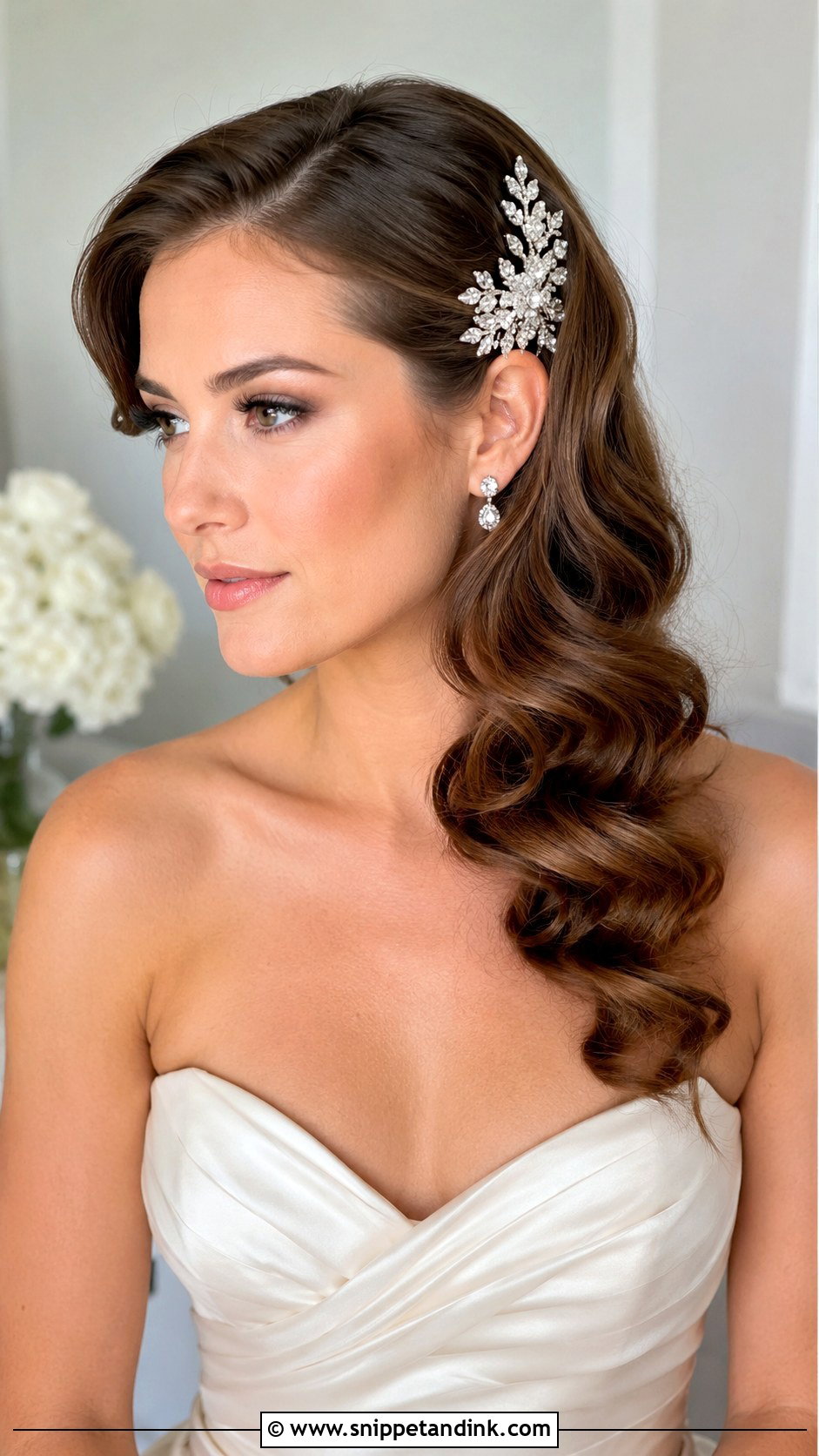 Side Swept Hollywood Waves - Snippet and Ink - 30 One Sided Wedding Hairstyle Ideas