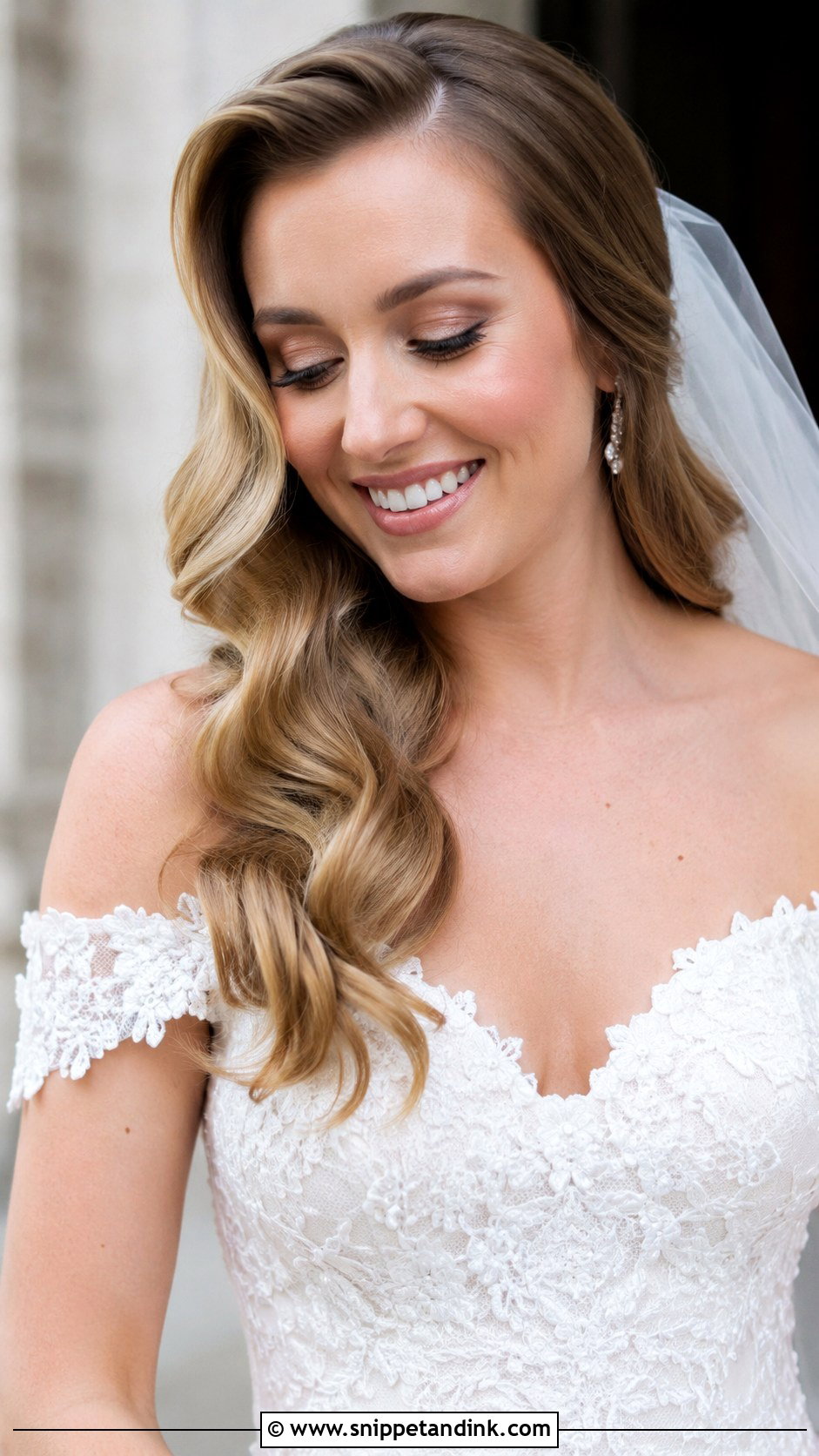 Side Swept Hollywood Waves - Snippet and Ink - 20 Hollywood Bridal Hair Ideas