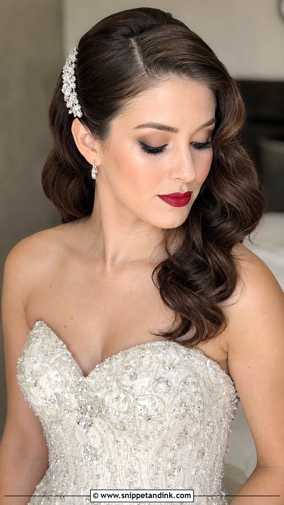 Side Swept Hollywood Waves - Snippet and Ink - 20 One Side Up Wedding Hair Ideas