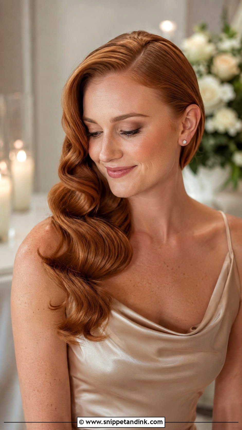 Side Swept Hollywood Waves Bridesmaid Hair - Snippet and Ink - 20 Bridesmaid Hair Side Swept Ideas