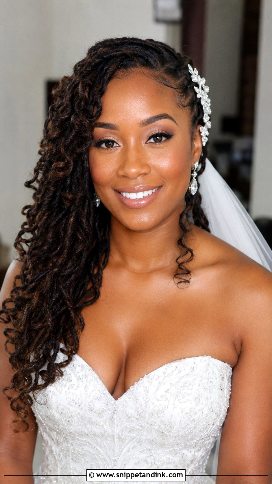 Side Swept Loc Style - Snippet and Ink - 25 Locs Wedding Hairstyles Brides