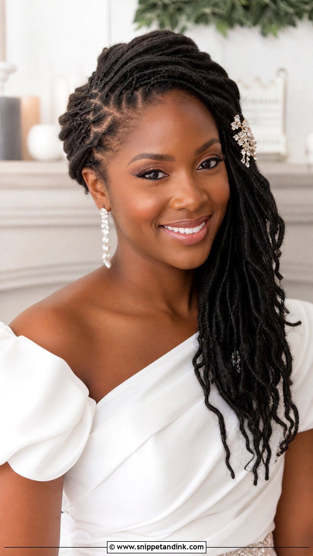 Side Swept Loc Style - Snippet and Ink - 25 Bridal Dreadlock Hairstyles