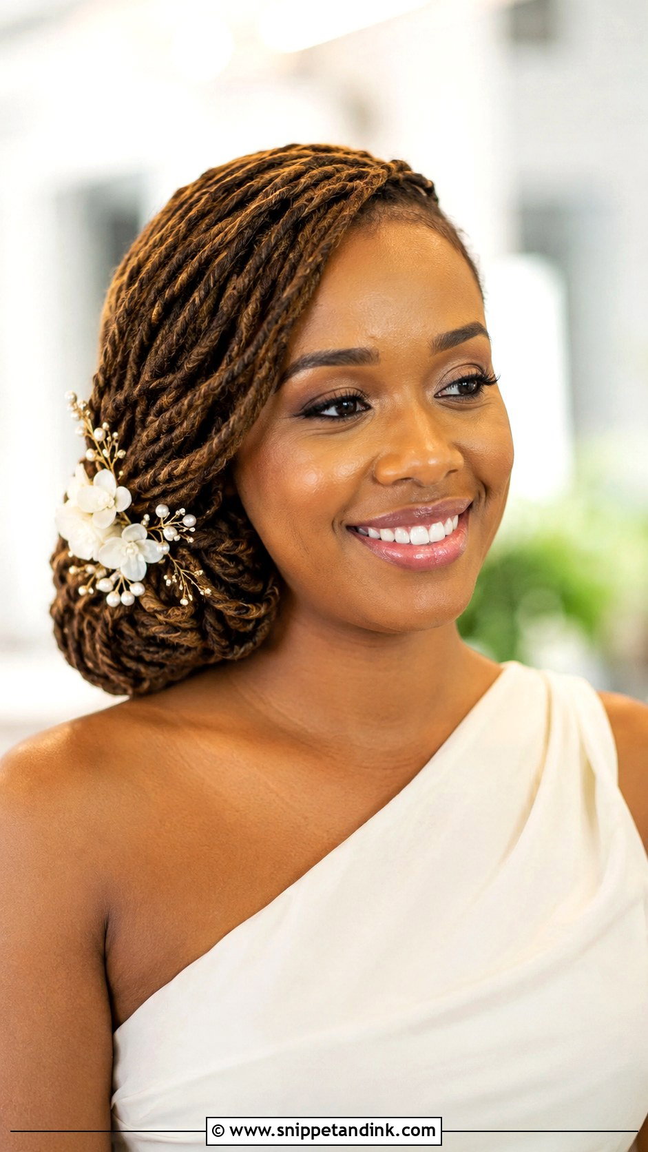 Side Swept Loc Updo - Snippet and Ink - 25 Bridal Locs Hairstyles