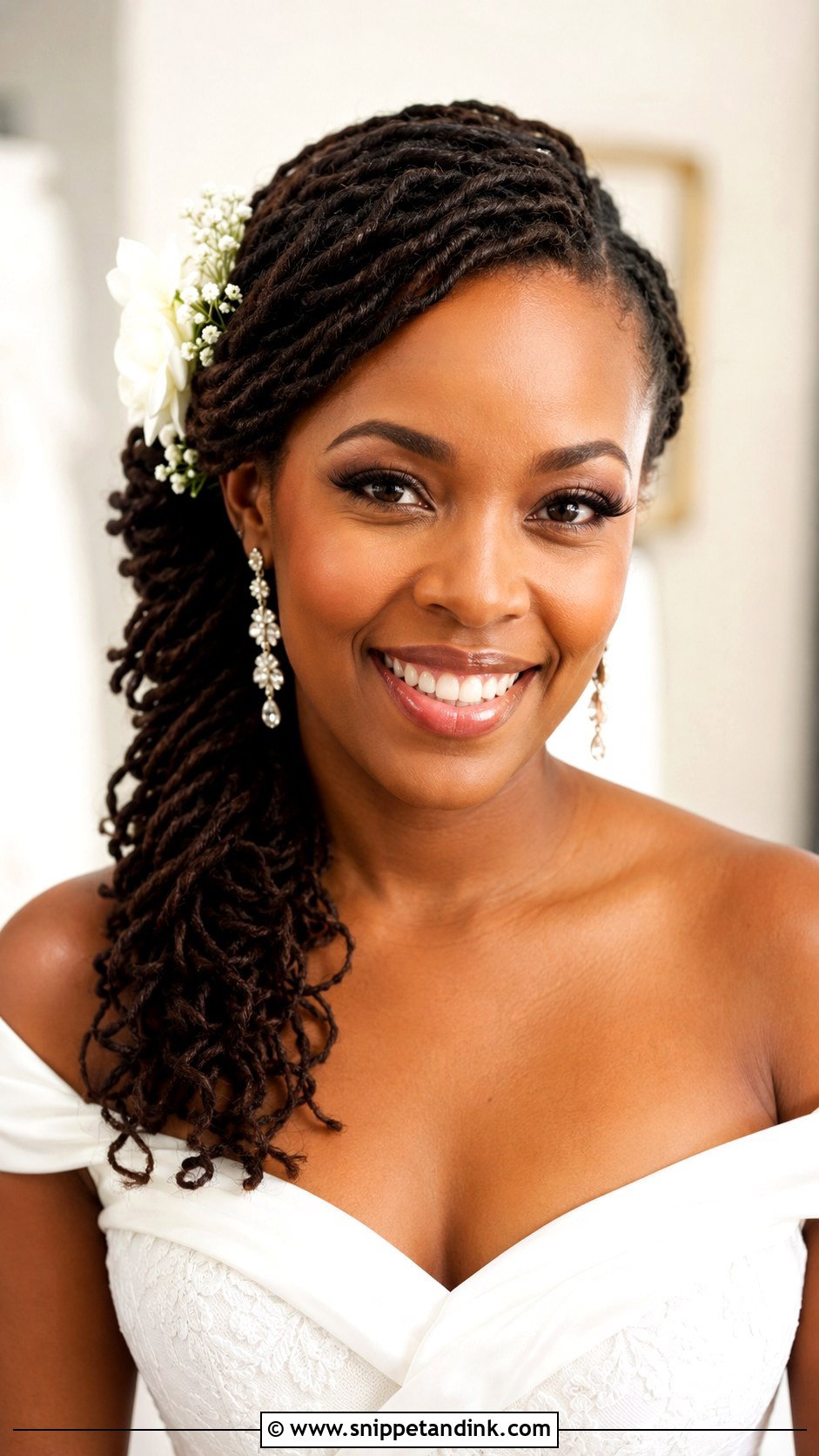 Side Swept Loc Updo - Snippet and Ink - 20 Natural Hair Styles for Wedding
