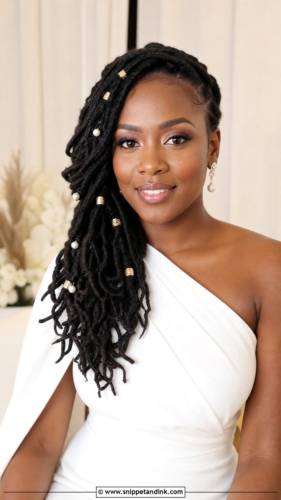 Side Swept Locs - Snippet and Ink - 20 Bridal Hairstyle Black Women Ideas