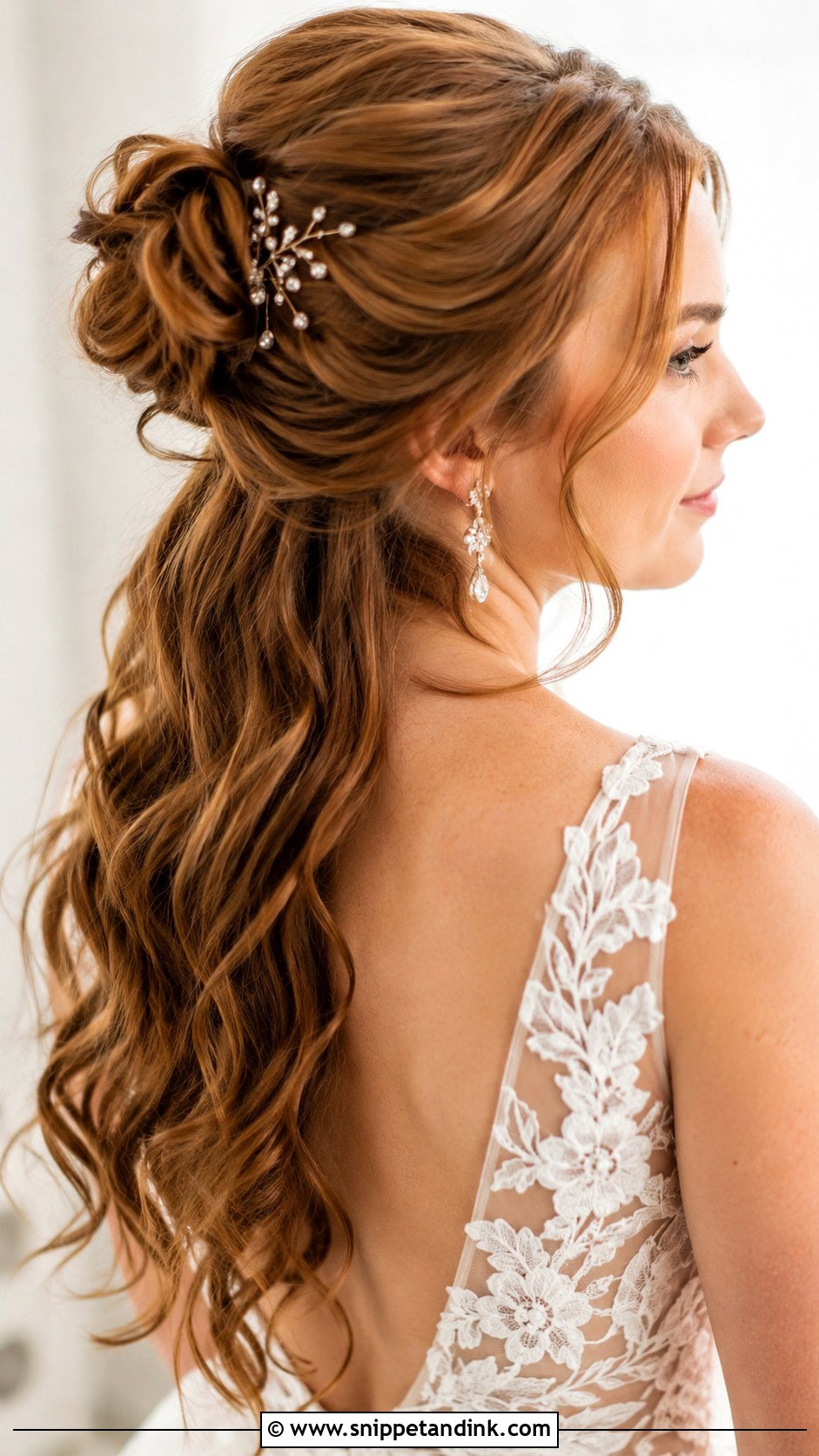 Side Swept Loose Bun - Snippet and Ink - 25 Loose Bun Wedding Hair Ideas