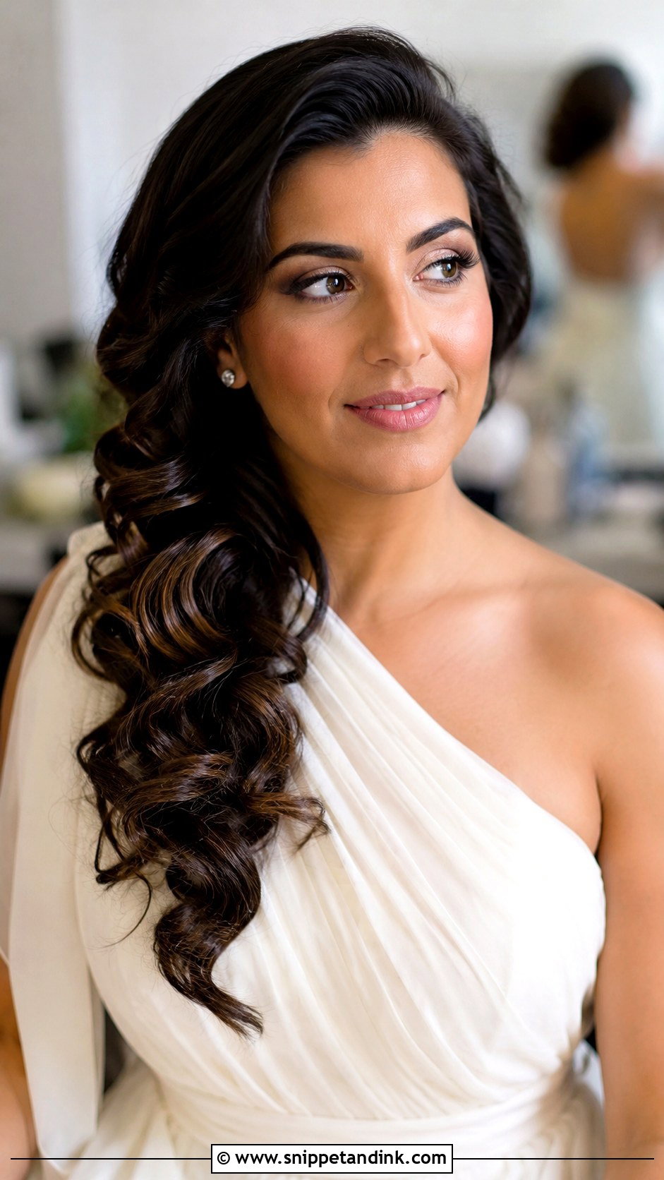 Side Swept Loose Curls Long Hair Wedding - Snippet and Ink - 15 Loose Curls Long Hair Wedding