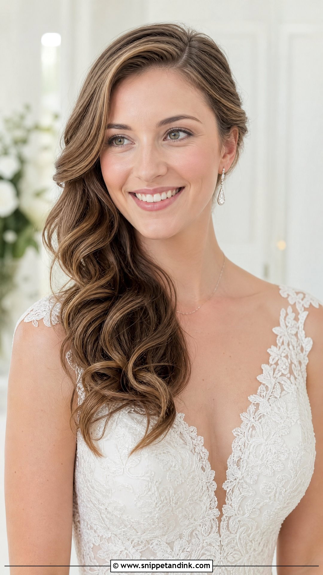 Side Swept Loose Waves - Snippet and Ink - 20 Side Wedding Hair Ideas