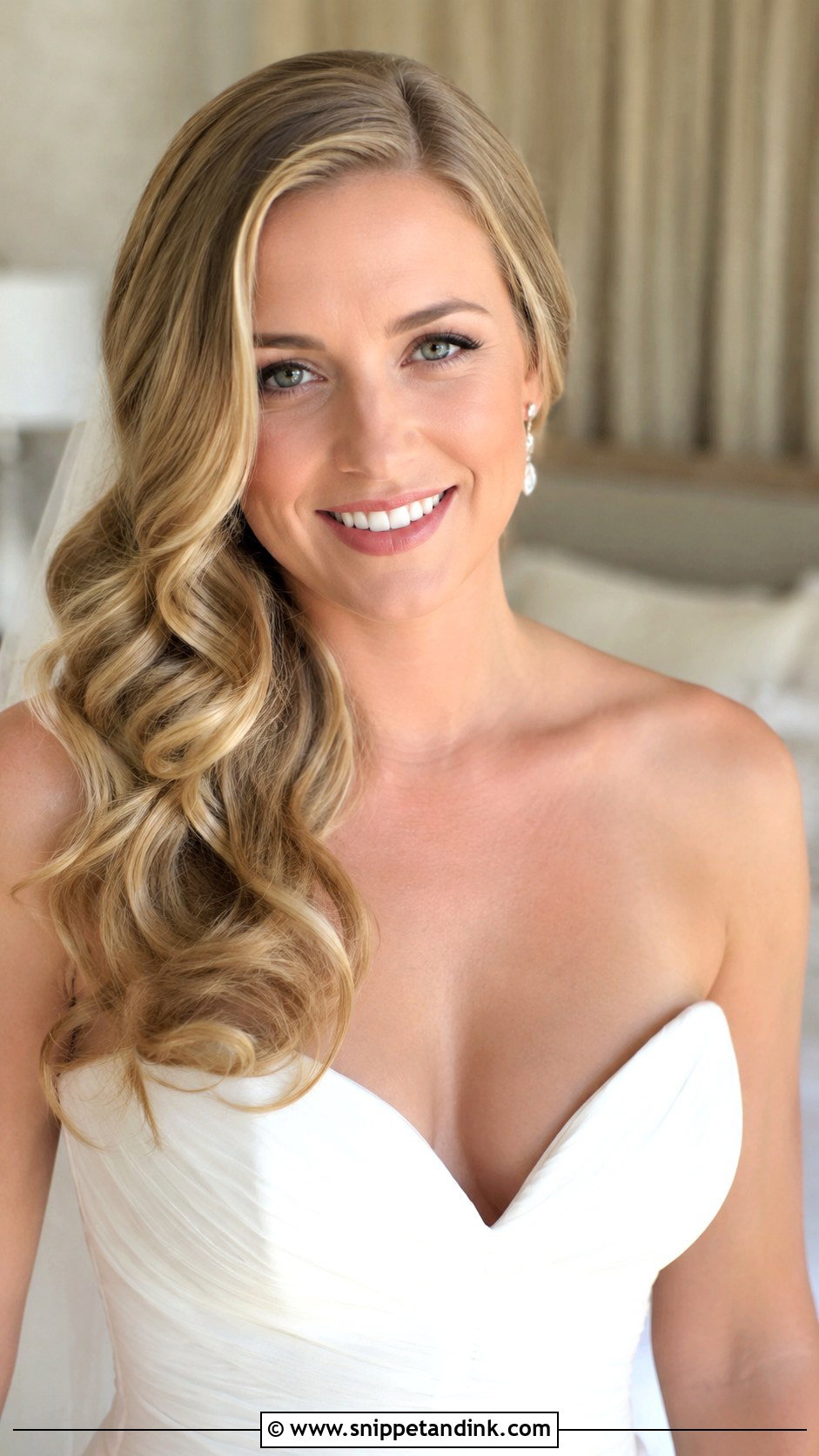 Side Swept Loose Waves - Snippet and Ink - 25 Side Swept Wedding Hair Ideas