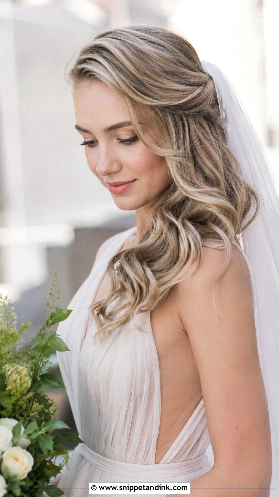 Side Swept Loose Waves with Veil - Snippet and Ink - 20 Side Swept Wedding Hairstyles