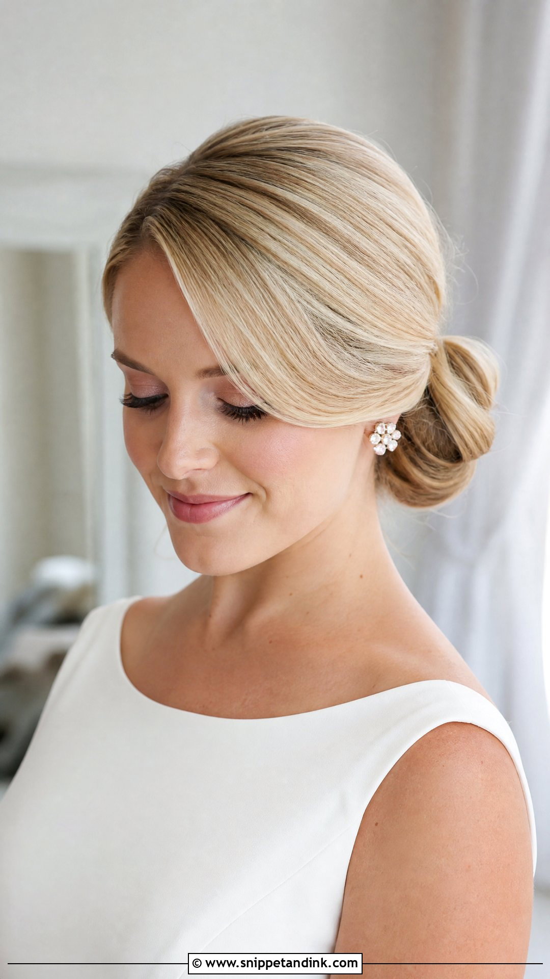 Side Swept Low Bun - Snippet and Ink - 20 Wedding Siders Hairstyle Ideas