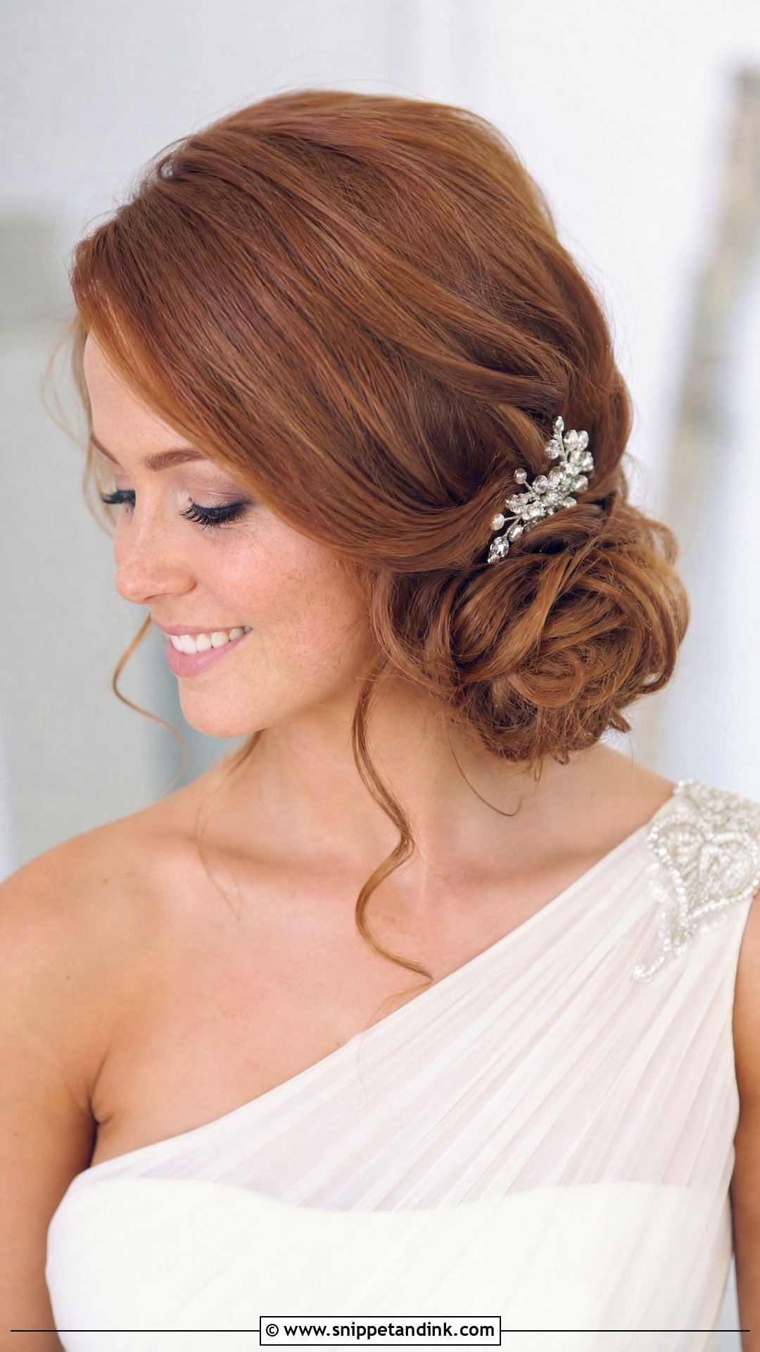 Side Swept Low Bun - Snippet and Ink - 25 Bridal Hair Up Ideas