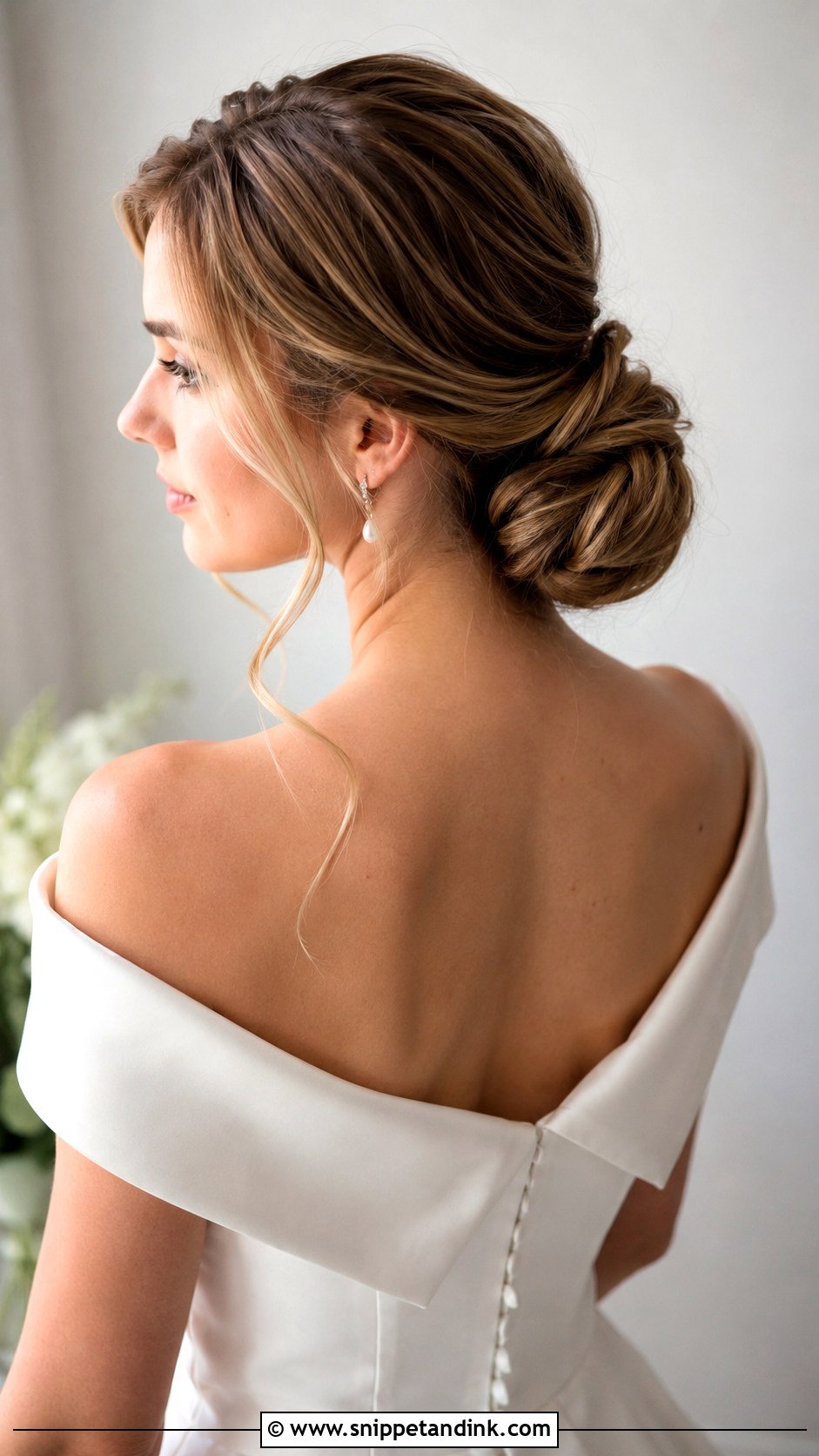 Side Swept Low Bun - Snippet and Ink - 25 Side Sweep Wedding Hair Ideas