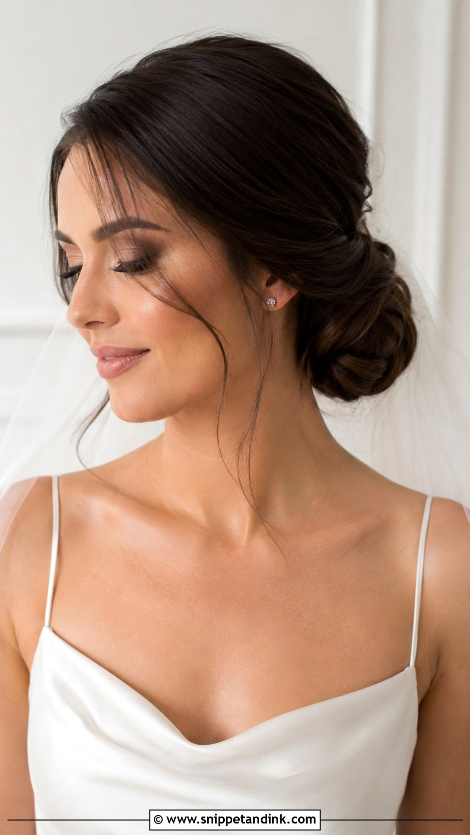 Side Swept Low Chignon - Snippet and Ink - 25 Side Swept Wedding Hair Ideas