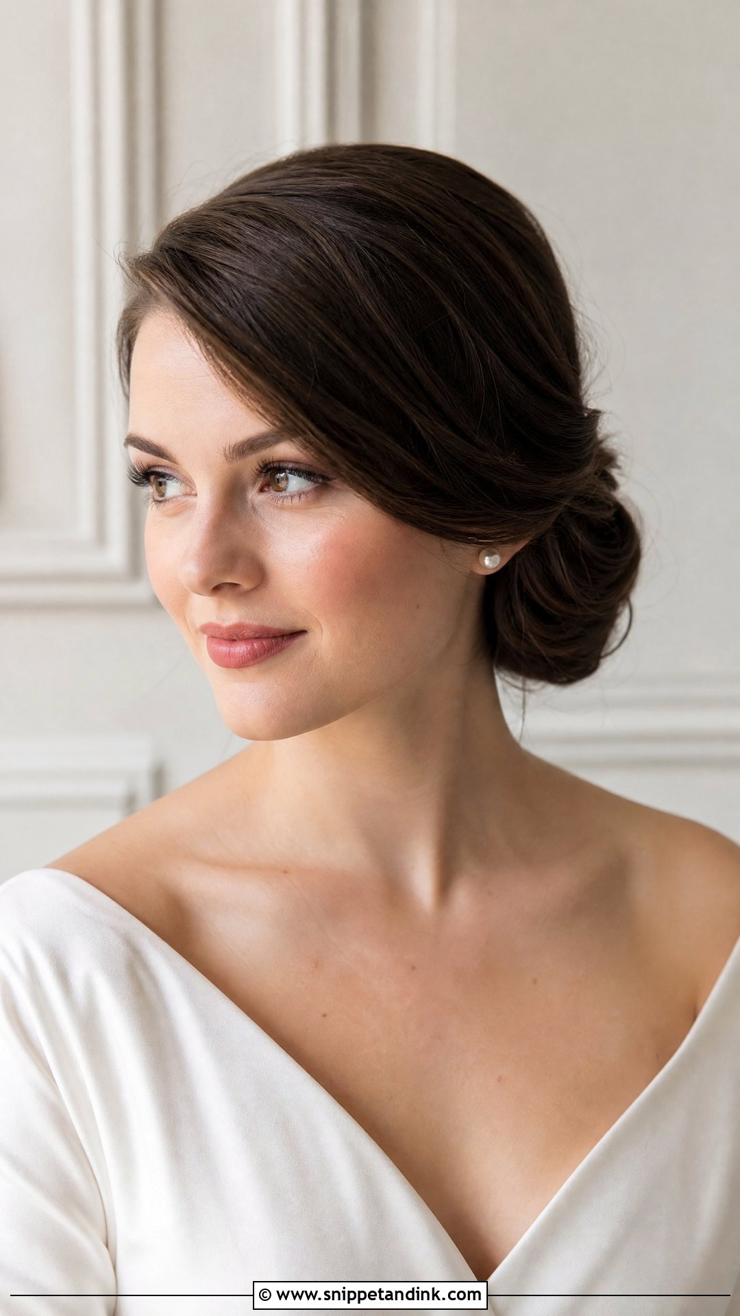 Side Swept Low Chignon - Snippet and Ink - 15 Bridal Hair to the Side Ideas