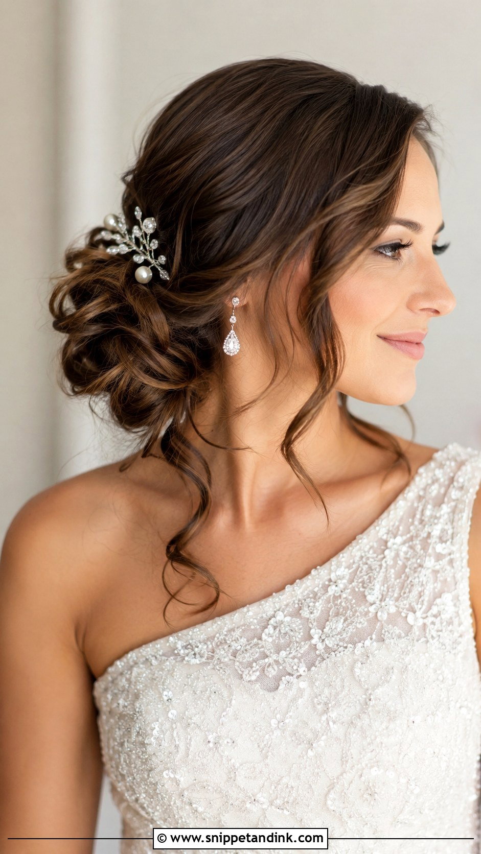 Side Swept Messy Bun - Snippet and Ink - 20 Messy Bun Wedding Hairstyles