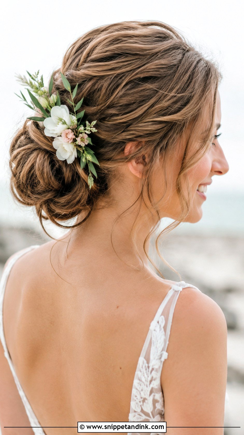 Side Swept Messy Bun - Snippet and Ink - 30 One Sided Wedding Hairstyle Ideas