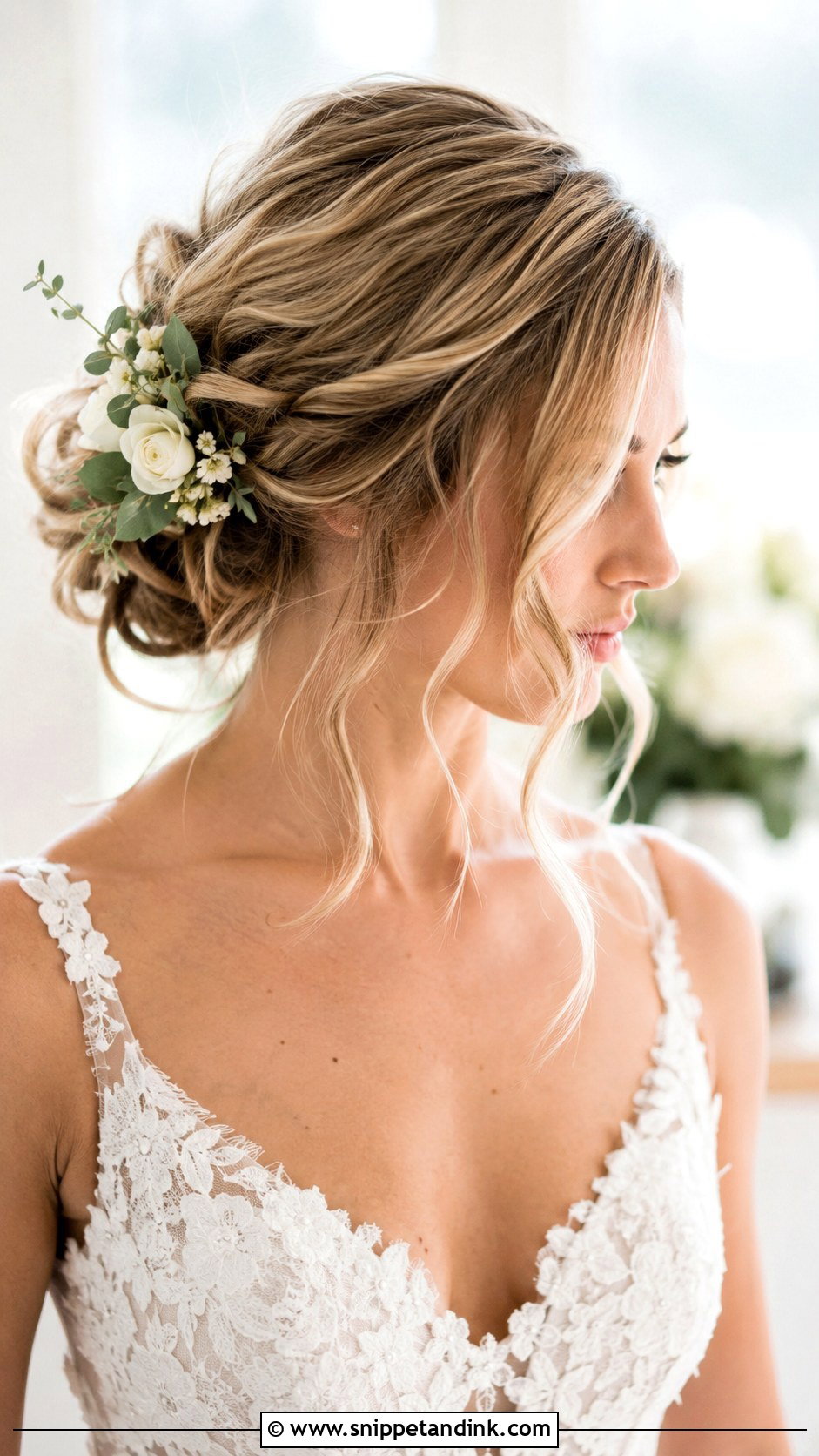 Side Swept Messy Bun - Snippet and Ink - 30 Side Wedding Hairstyles
