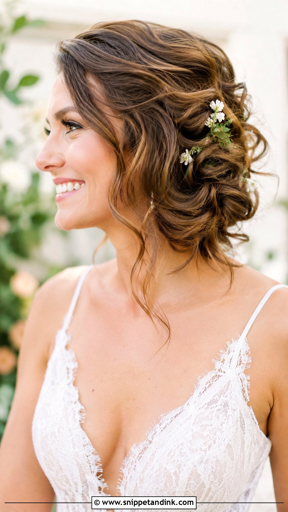 Side Swept Messy Updo Pinned Back - Snippet and Ink - 25 One Side Pinned Back Wedding Hair Ideas