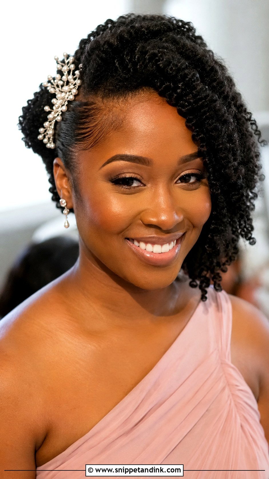 Side Swept Natural Hair Bridesmaid Hairstyle - Snippet and Ink - 20 Bridesmaid Hairstyles Side Swept