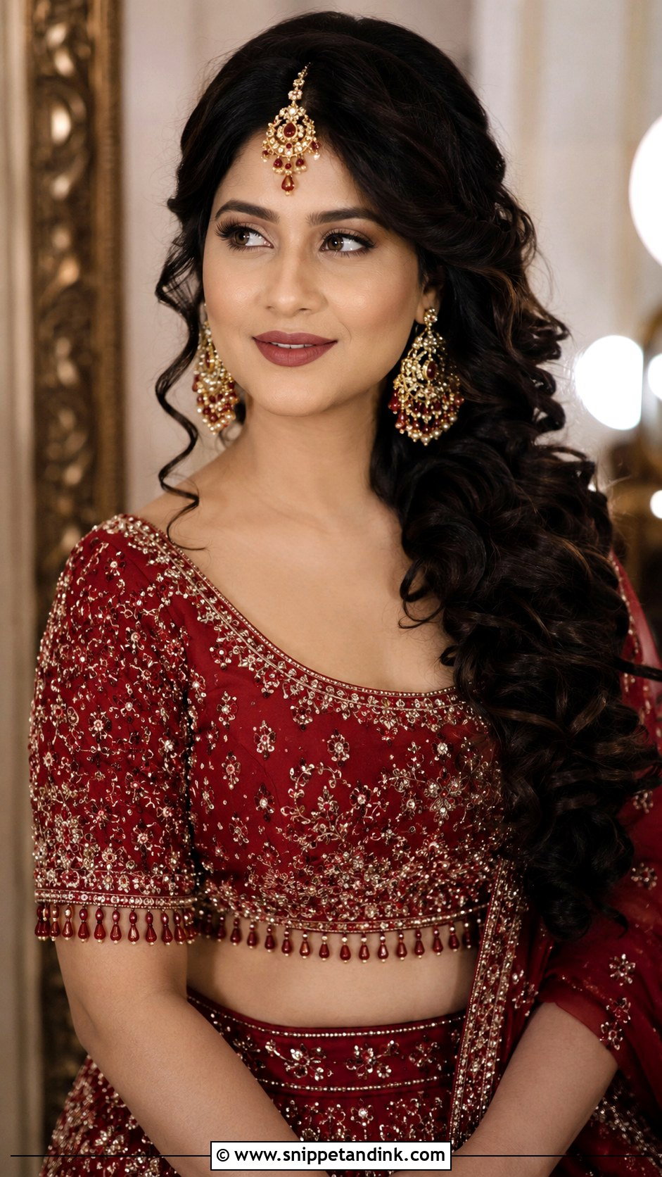 Side Swept Open Curls - Snippet and Ink - 20 Latest Indian Wedding Bridal Hairstyle Ideas