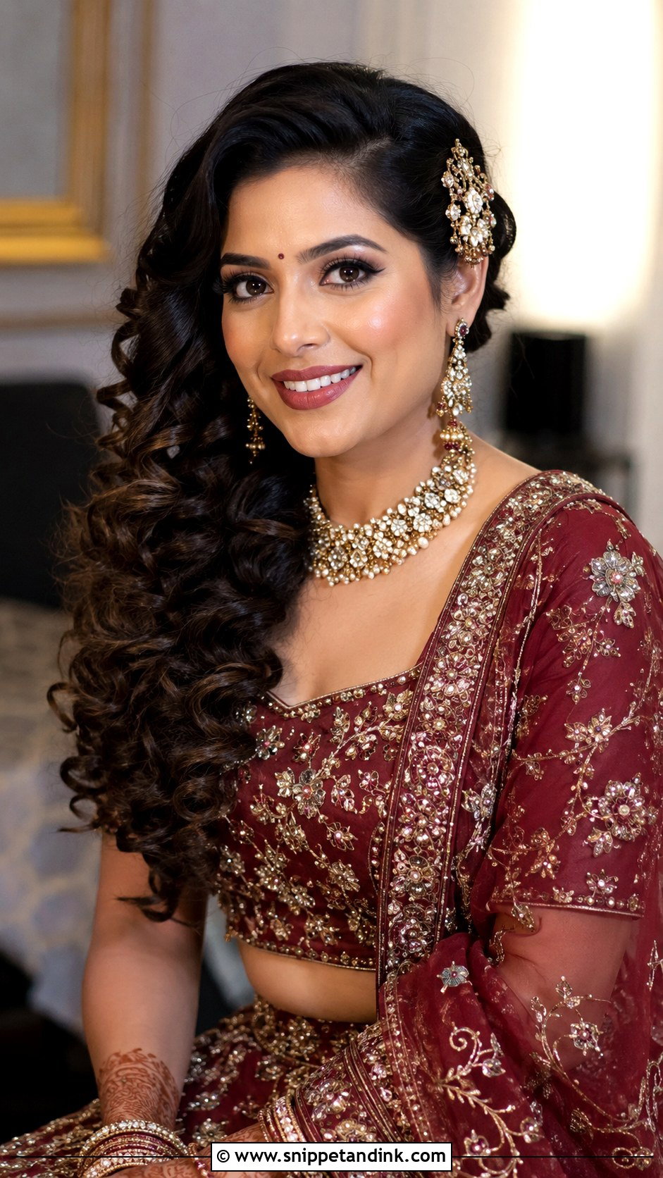 Side Swept Open Curls for Indian Wedding - Snippet and Ink - 25 Curls Open Hairstyles Indian Wedding