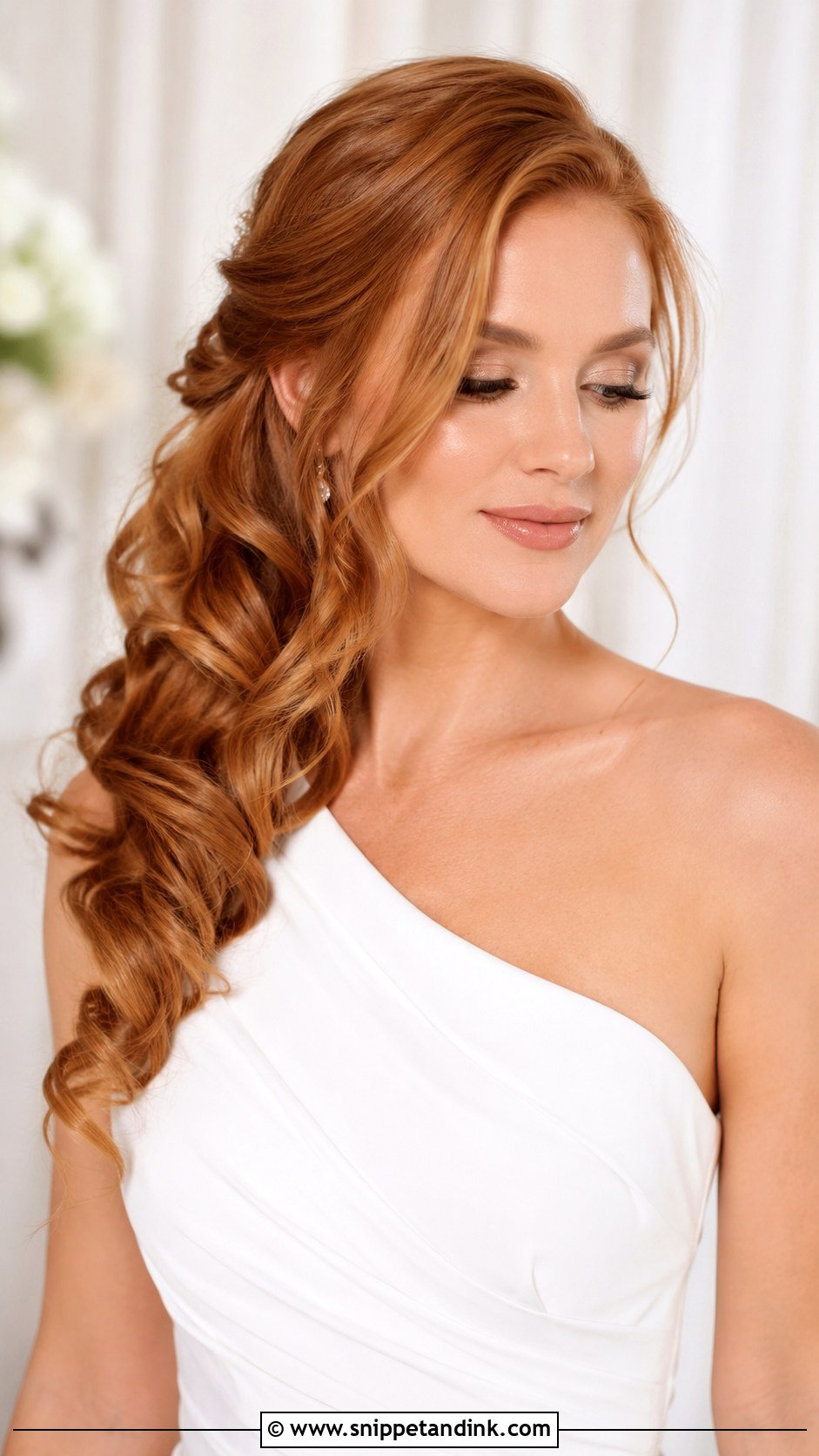 Side Swept Open Curls for Wedding - Snippet and Ink - 25 Open Curls Hairstyles for Wedding