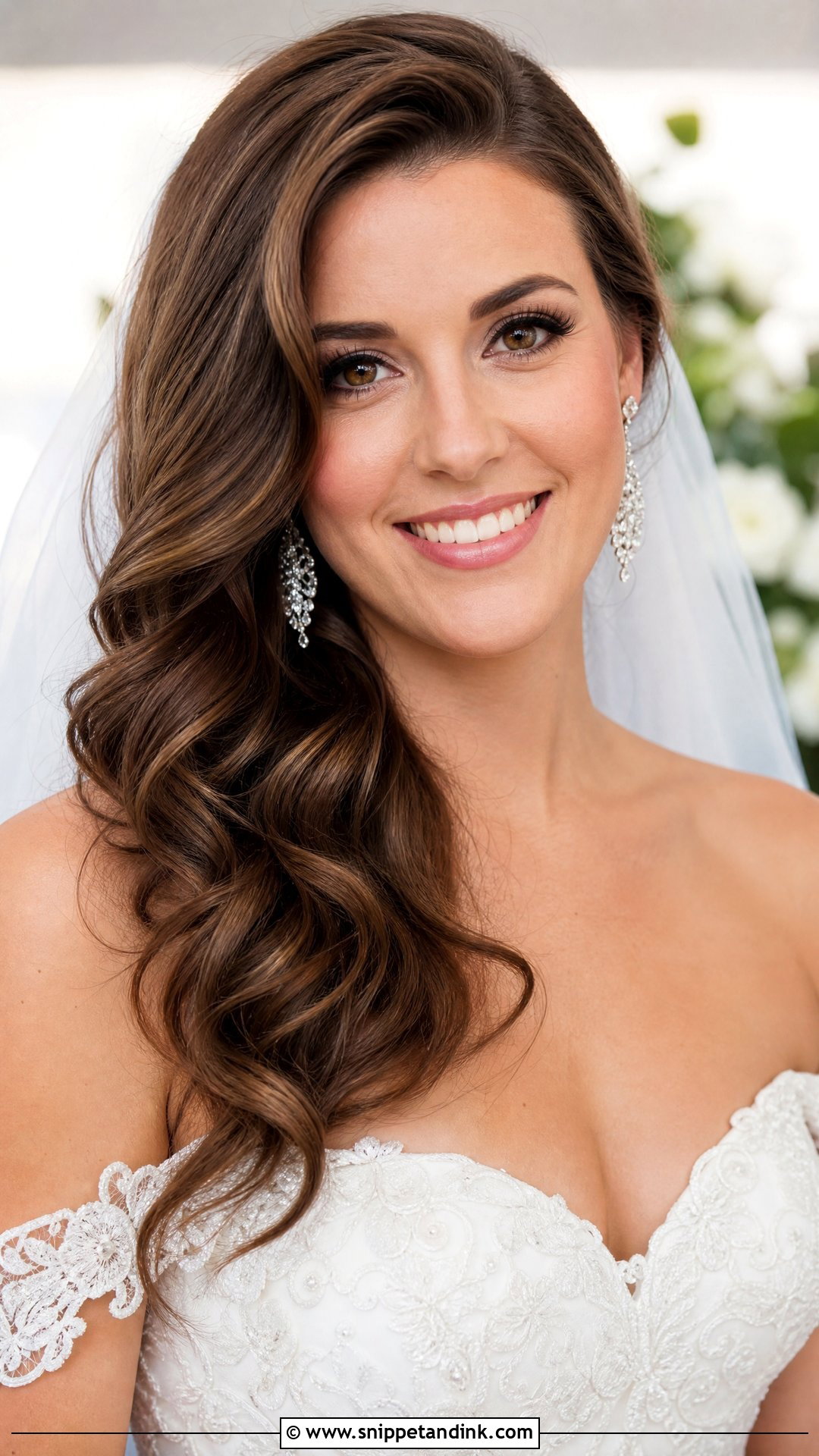Side Swept Open Hair Wedding Look - Snippet and Ink - 20 Open Hair Wedding Hairstyle Ideas