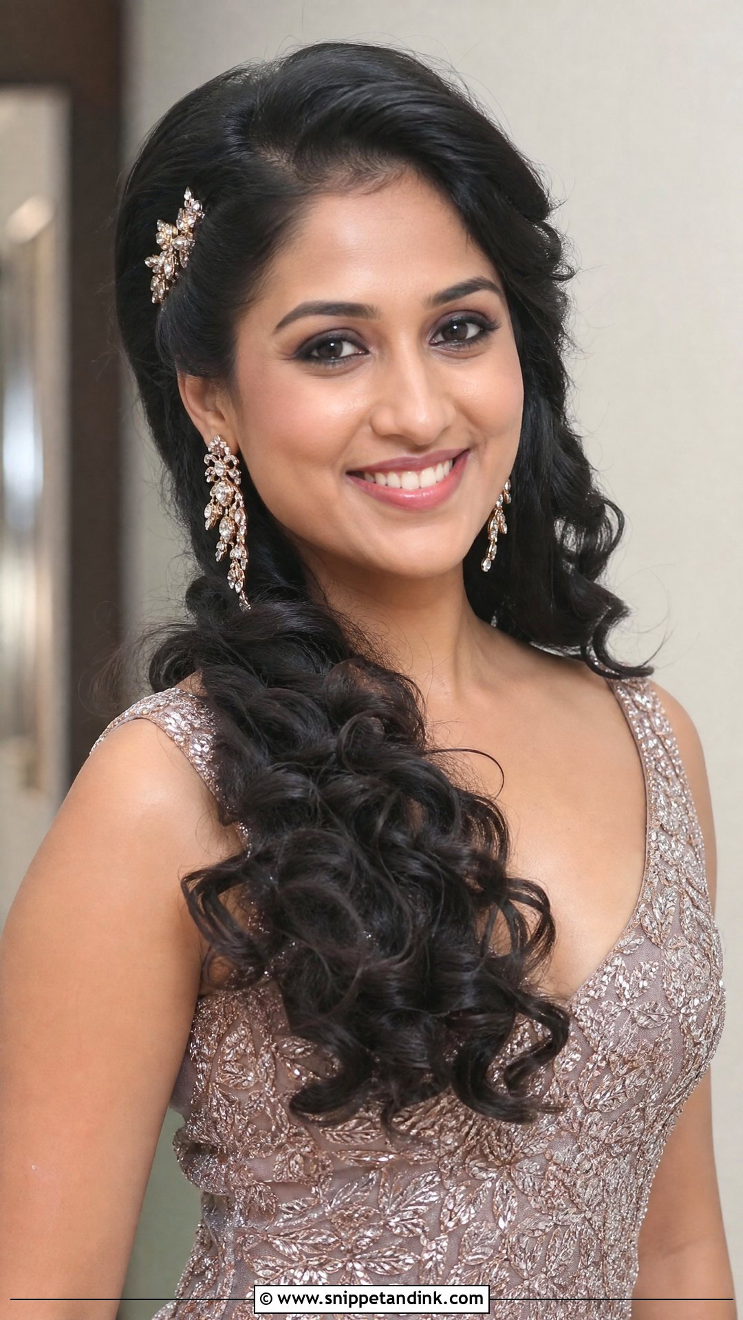 Side Swept Open Hair With Curls - Snippet and Ink - 20 Open Hairstyle for Wedding Functions Ideas
