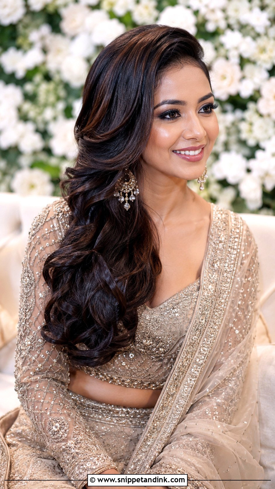 Side Swept Open Hairstyle - Snippet and Ink - 15 Indian Wedding Open Hairstyles