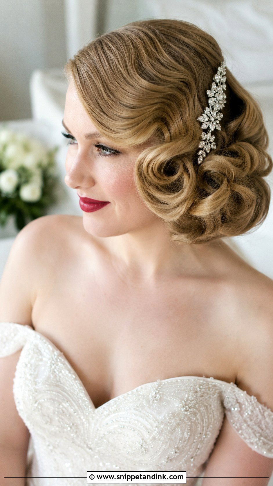 Side Swept Pin Curls - Snippet and Ink - 30 Side Wedding Hairstyles