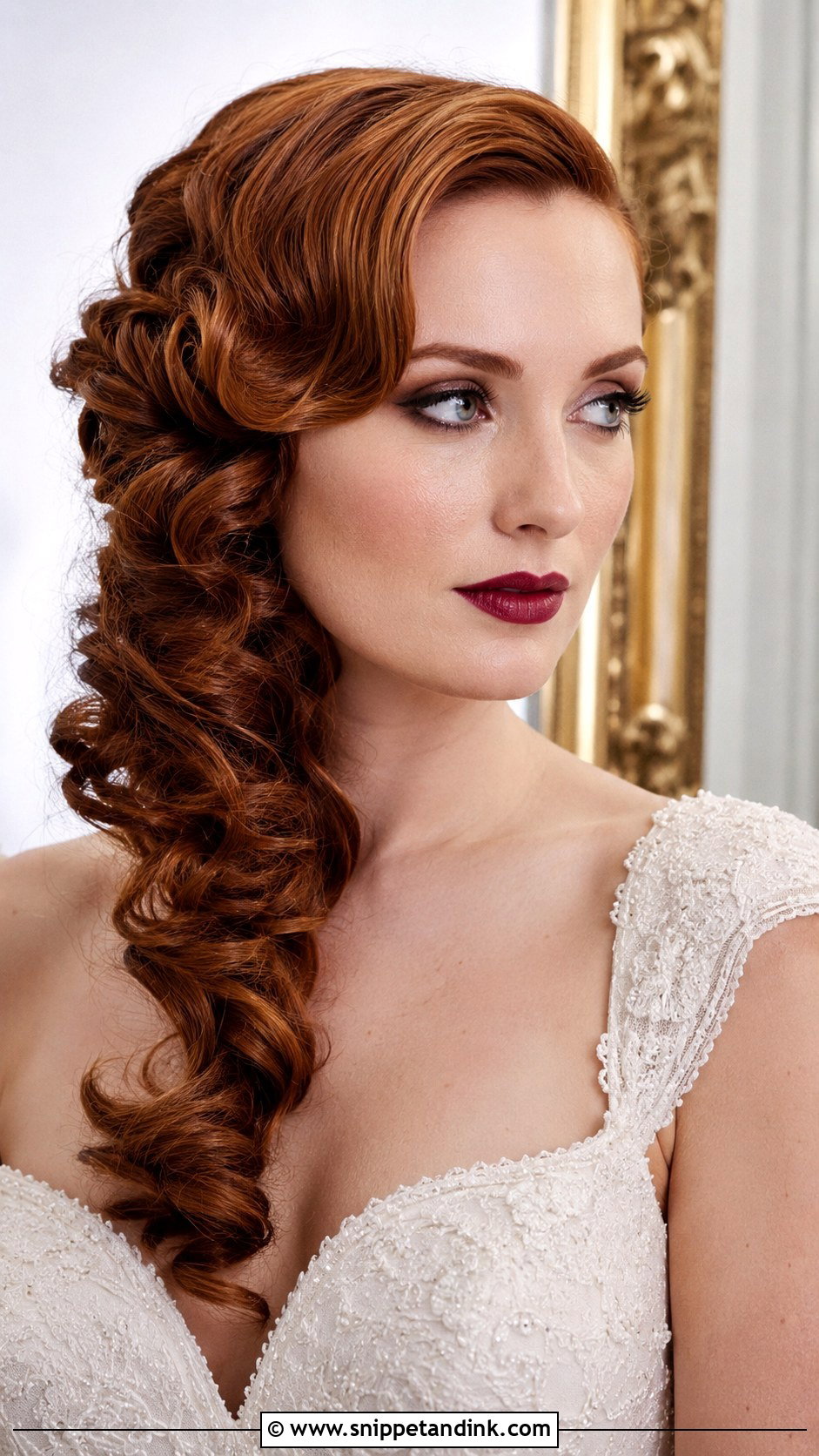 Side Swept Pin Curls - Snippet and Ink - 25 Side Sweep Wedding Hair Ideas