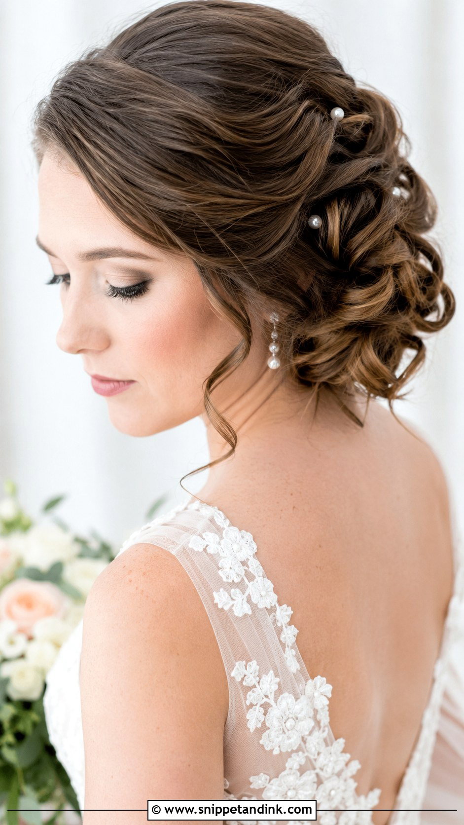 Side Swept Pinned Curls - Snippet and Ink - 25 Side Swept Wedding Hair Ideas